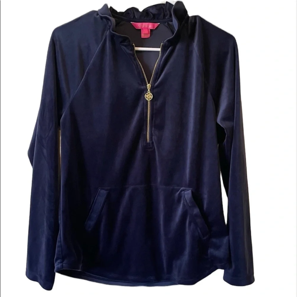 LILLY PULITZER Jayla Velour Ruffle Zip Jacket - Picture 1 of 6